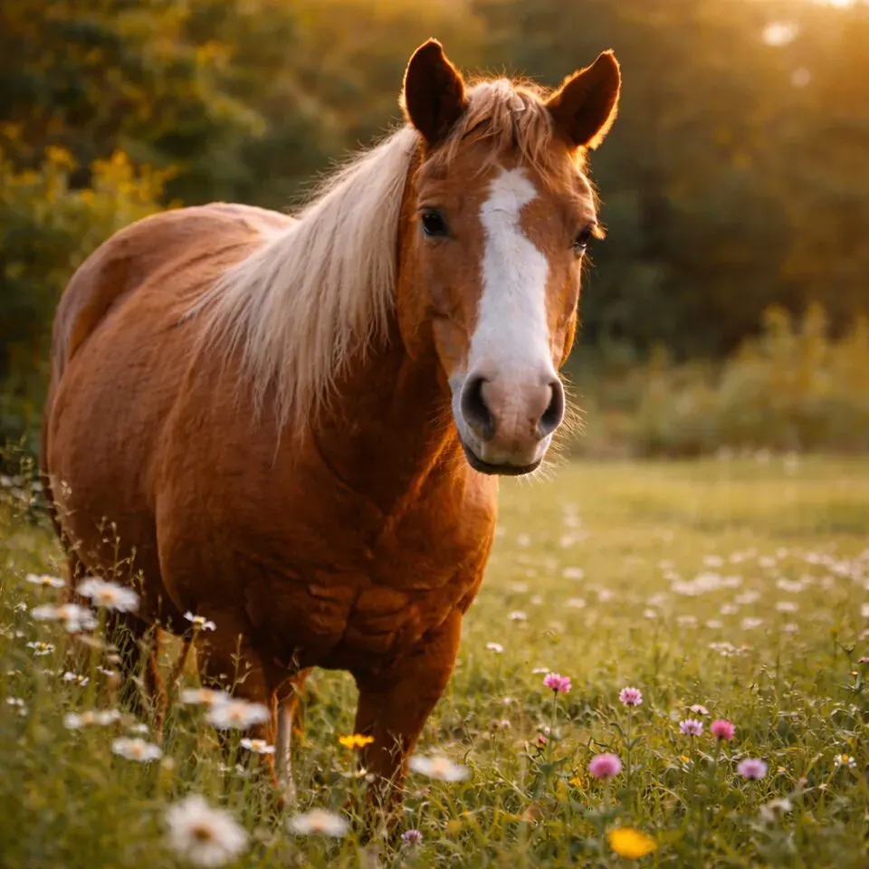 I pony del Villaggio Bushi al tramonto